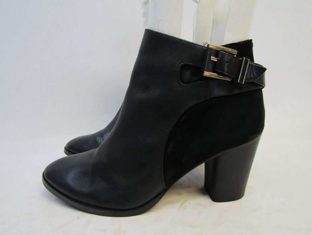 Louise Et Cie Womens Sz 9 M Black Leather Zip Buckle Ankle Fashion Boots Bootie